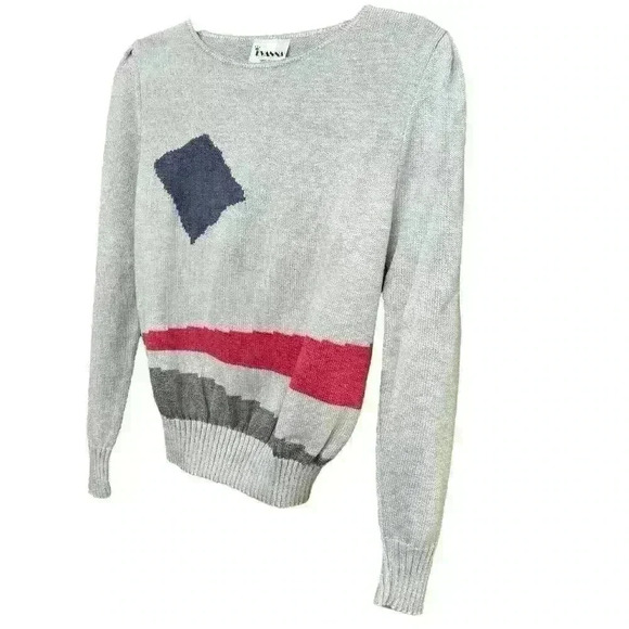 Vintage 80s gray geometric print long sleeve sweater size 10 (see measurements) - Picture 11 of 11